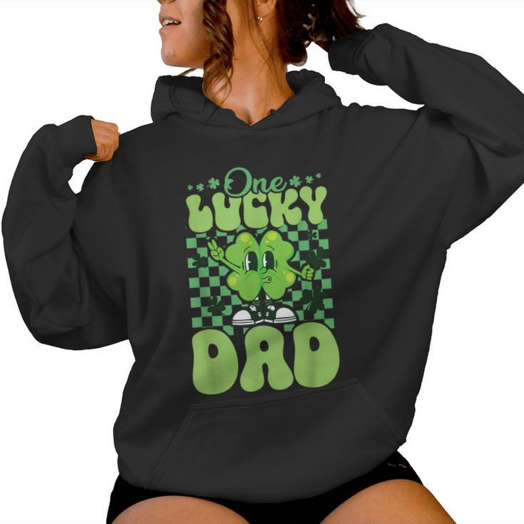 One Lucky Dad Groovy Retro Dad St Patrick's Day Women Hoodie