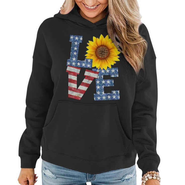 Patriotic Love With Sunflower Usa Women Hoodie