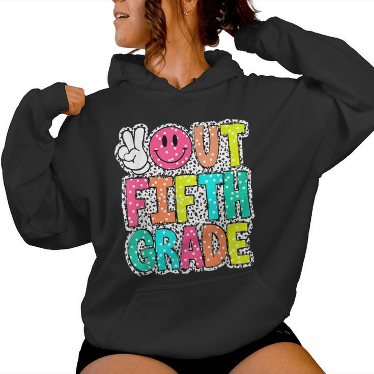 Peace Out Fifth Grade Dalmatian Dots Last Day Of School Women Hoodie