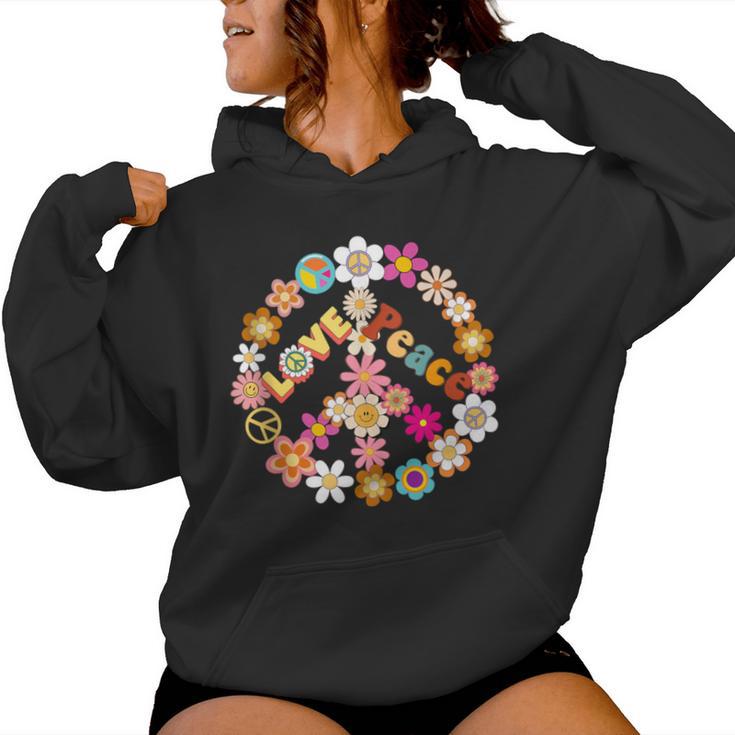 Peace Sign Love 60 S 70 S Hippie Outfits For Women Women Hoodie