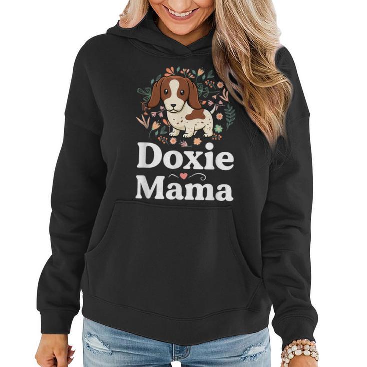 Piebald Dachshund Mom Doxie Mama Floral Dog Lover Women Hoodie