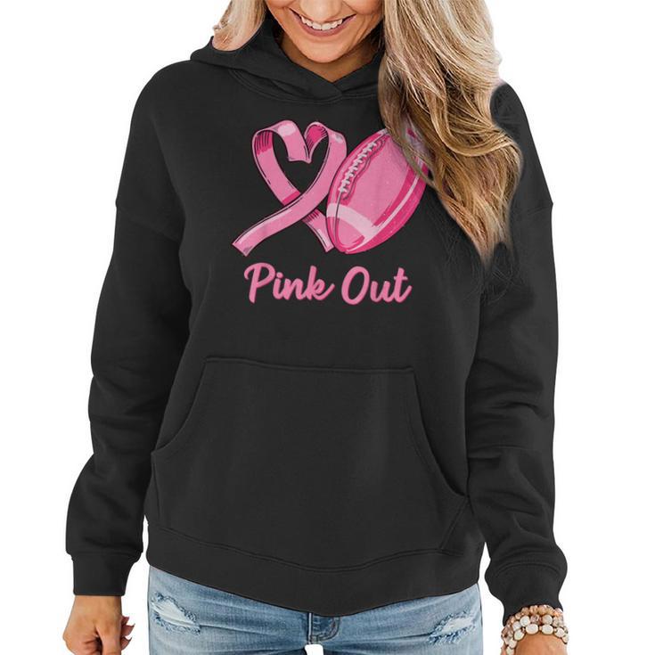 Pink Out Breast Cancer Awareness Bleached Football Mom Girls Women Hoodie