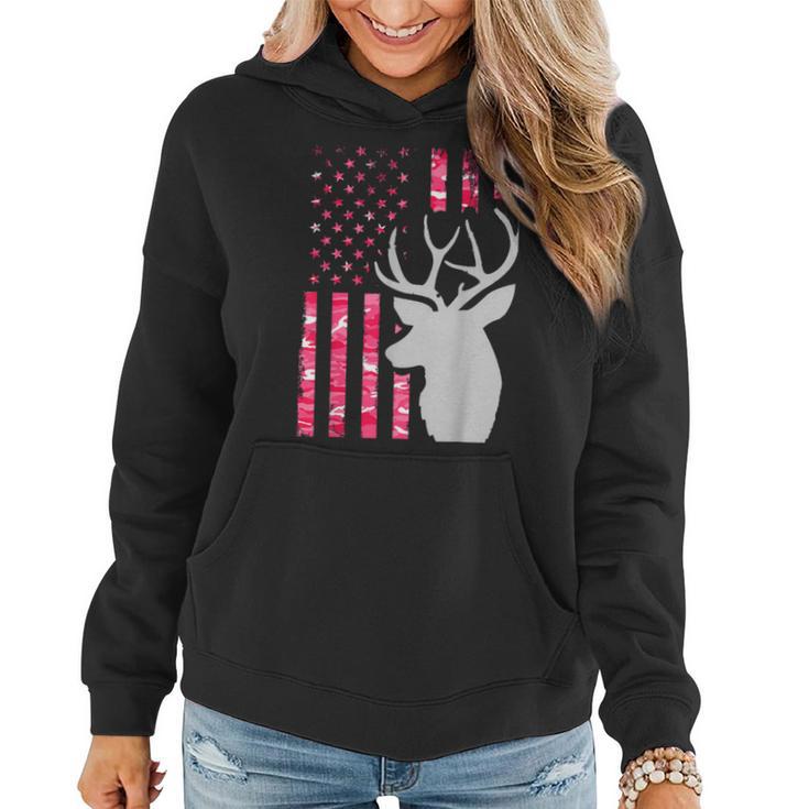 Pink Camo American Flag Camouflage Buck Hunting Women Women Hoodie