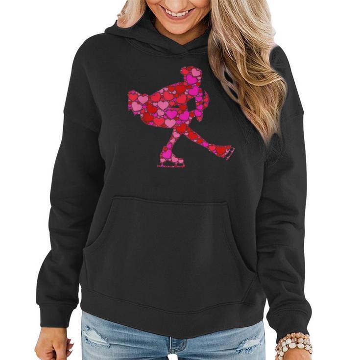 Pink Red Heart Valentines Day Girls Figure Skating Women Hoodie