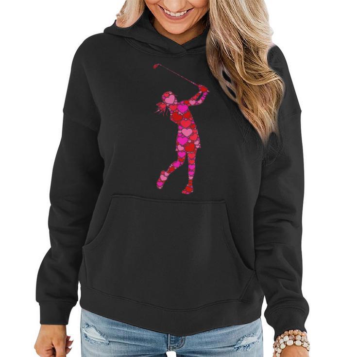 Pink Red Heart Valentines Day Girls Golf Swing Women Hoodie