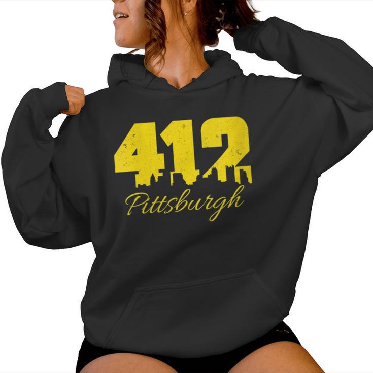 Pittsburgh 412 City Skyline Yellow Pittsburgh Women Hoodie