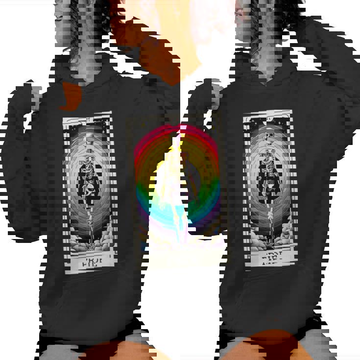 Pride Rainbow Tarot Card Skeleton Women Hoodie
