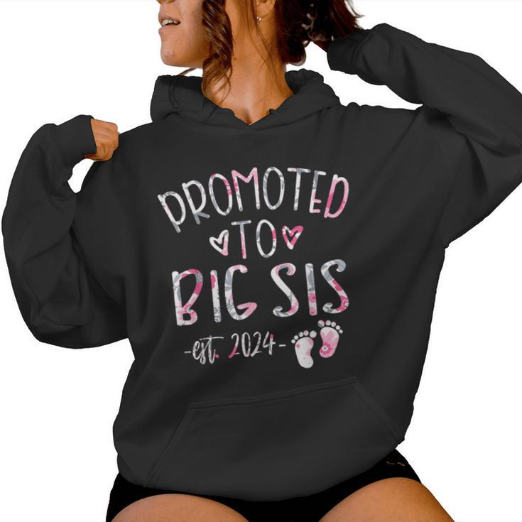Promoted To Big Sis Est 2024 Sister Pregnancy Announcement Women Hoodie