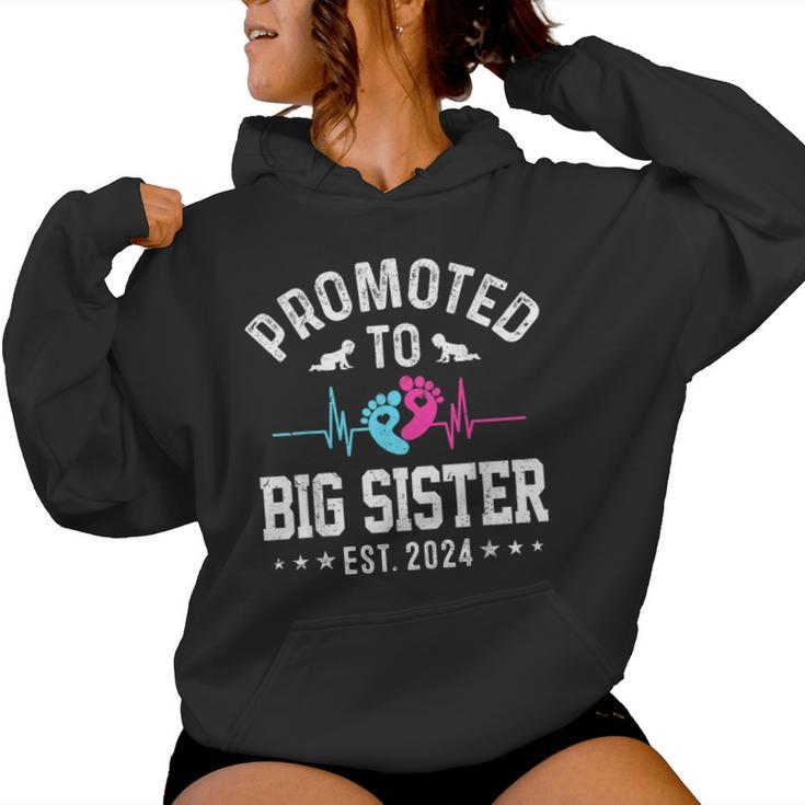 Promoted To Big Sister Est 2024 First Time New Big Sister Women Hoodie