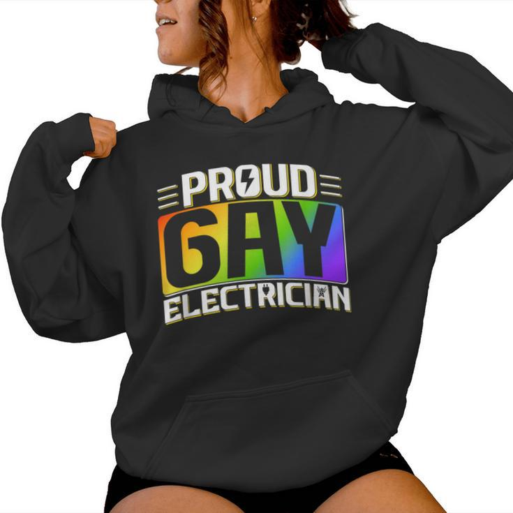 Proud Gay Electrician Lgbt Electrical Lineman Rainbow Pride Women Hoodie