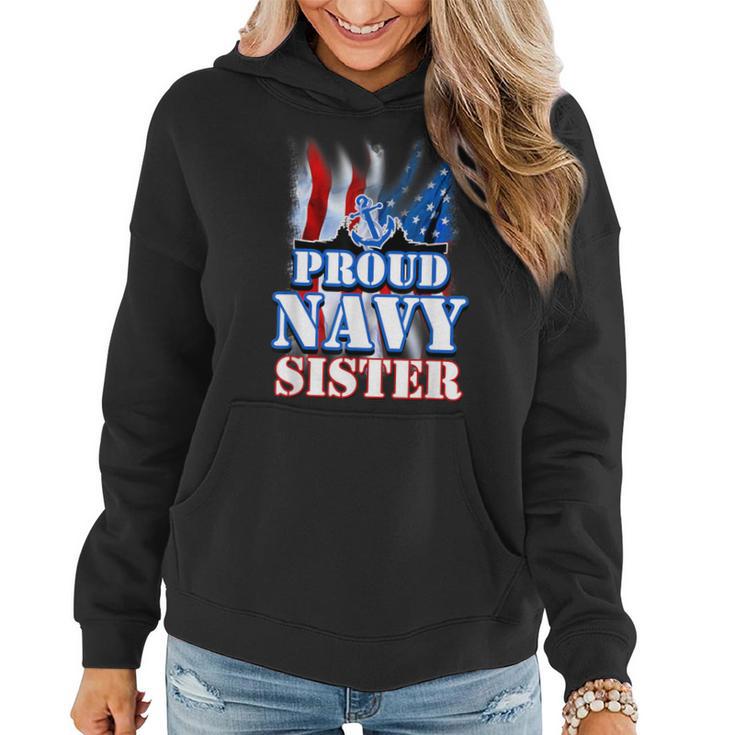 Proud Navy Sister Patriotic Usa Flag Women Women Hoodie