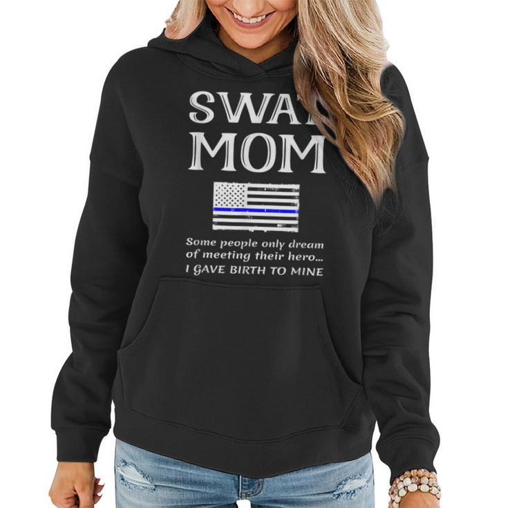 Proud Swat Mom Special Forces Mother Us Flag Thin Blue Line Women Hoodie