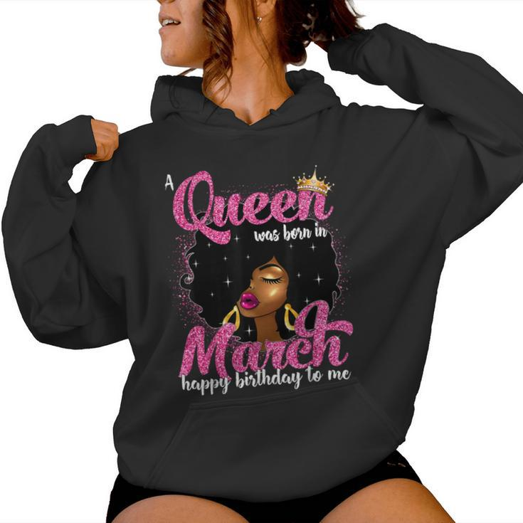 A Queen Was Born In March Birthday Black Afro Girls Women Hoodie