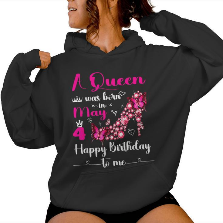 A Queen Was Born On May 4 4Th May Birthday Party Pink Women Hoodie