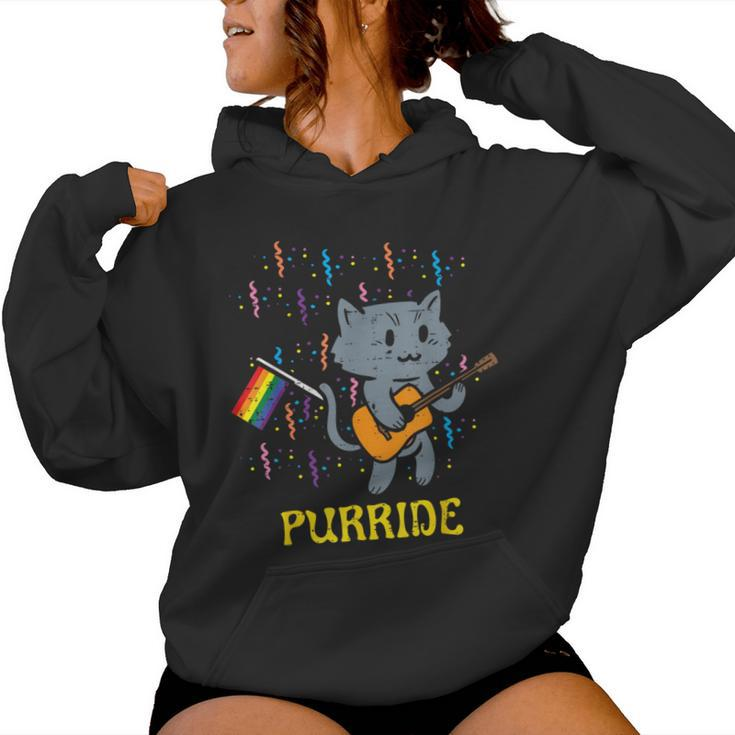 Rainbow Flag Cat Purride Gay Pride Month Lgbtq Ally Lgbt Women Hoodie