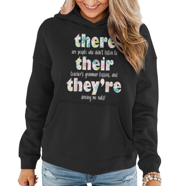 There Their They're English Grammar Teacher Pun Women Hoodie