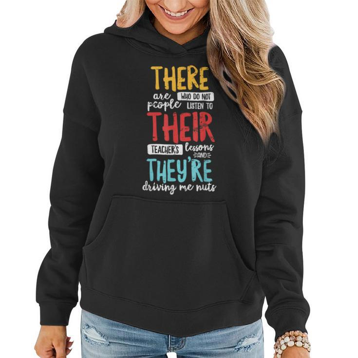 There Their They're T English Grammar Teacher Distress Women Hoodie