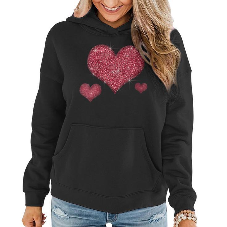 Red Heart Valentine's Day Cool Sparkle Heart Women Hoodie