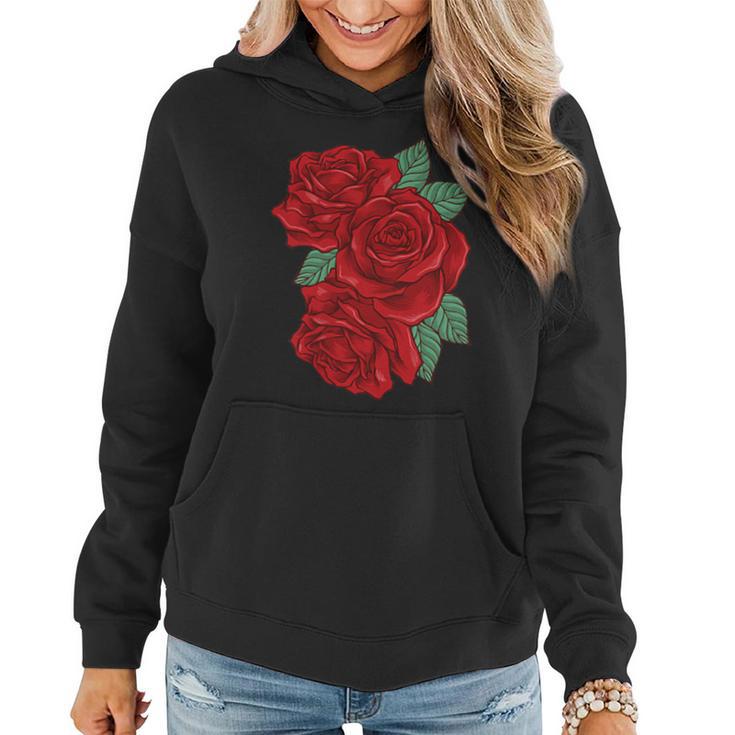 Red Rose Pocket Floral Print Bouquet For & Women Women Hoodie