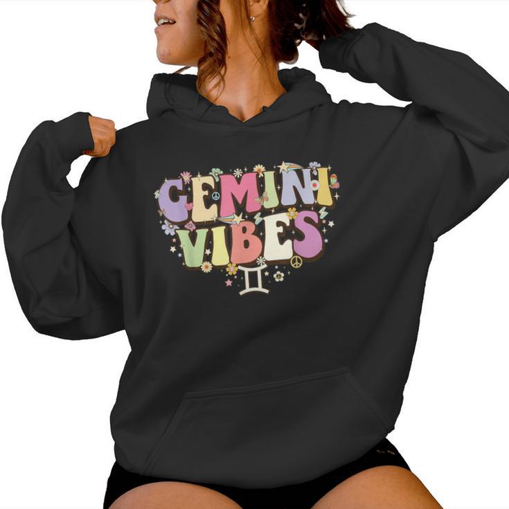 Retro Astrology May June Birthday Zodiac Sign Groovy Gemini Women Hoodie