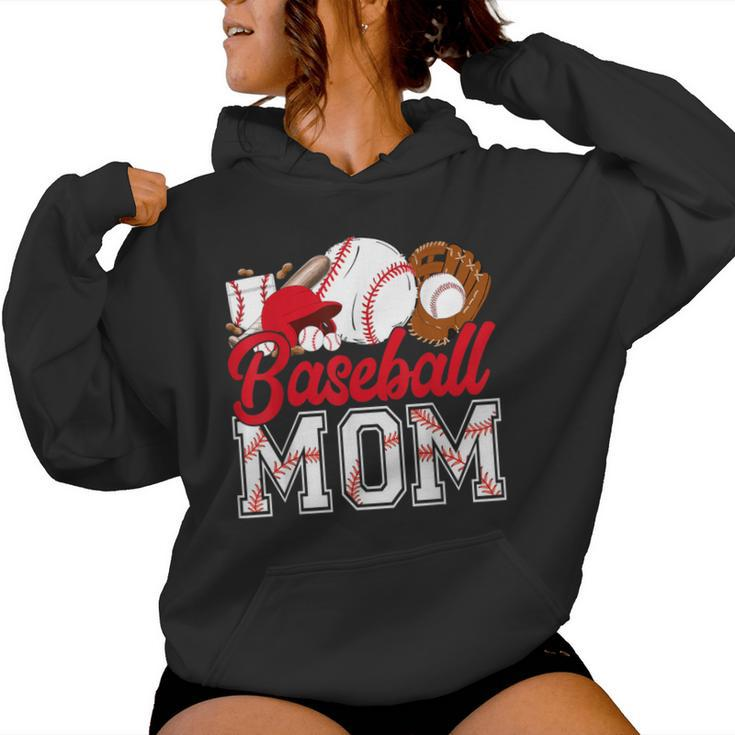 Retro Baseball Mom Mama Baseball Life Softball Life Game Day Women Hoodie