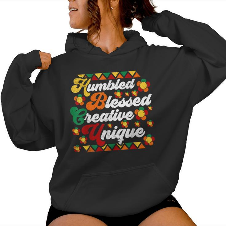 Retro Groovy Hbcu Humbled Blessed Creative Unique Women Hoodie