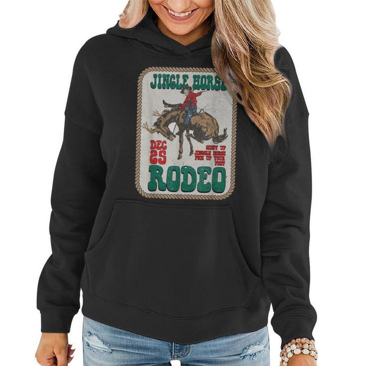 Retro Groovy Jingle Horse Rodeo Christmas Western Cowboy Women Hoodie