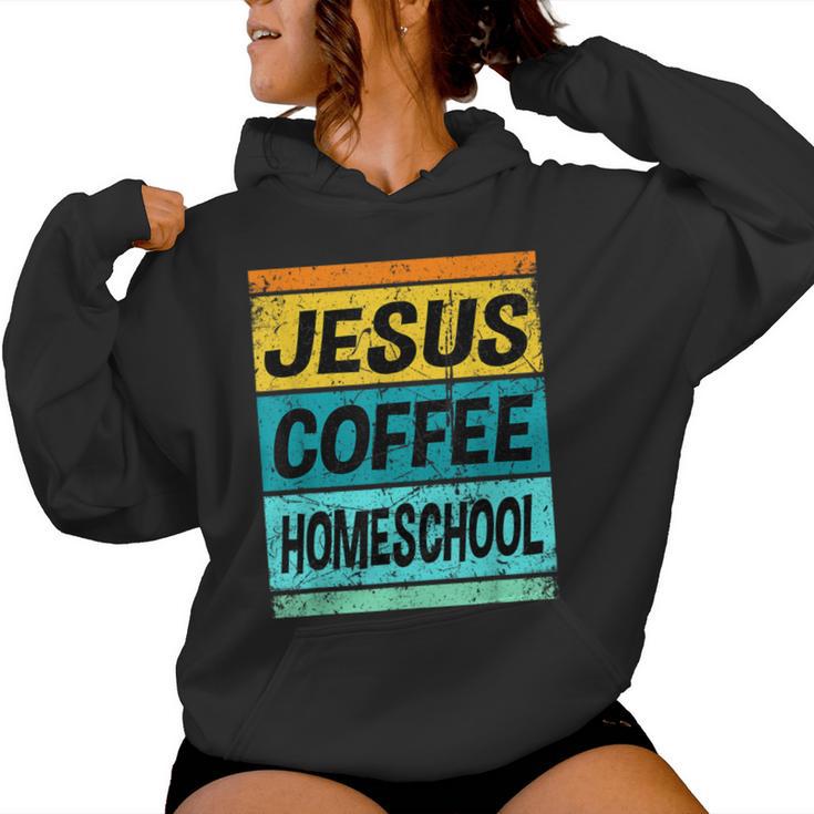 Retro Homeschool Mama Jesus Coffee Homeschool Damen Kapuzenpullover für Damen