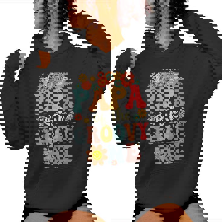 Retro Papa Of Groovy One Matching Family 1St Birthday Party Women Hoodie