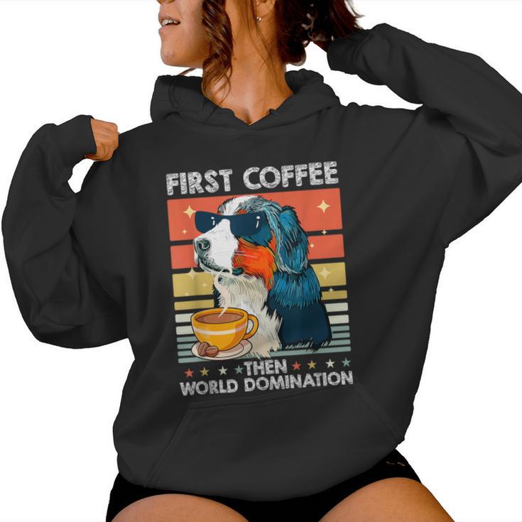 Retro Pet Sunglasses Coffee Vintage Bernese Mountain Dog Women Hoodie