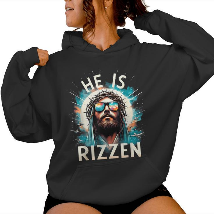 He Is Rizzen Jesus Is Rizzen Retro Jesus Christian Religious Women Hoodie