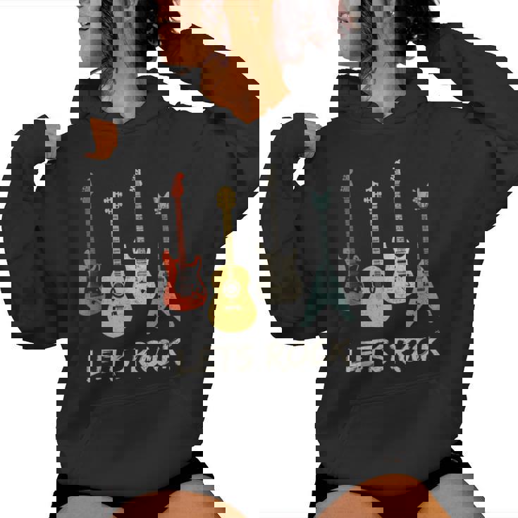 Lets Rock Rock N Roll Guitar Retro Sin Mangas Sudadera con capucha para mujer