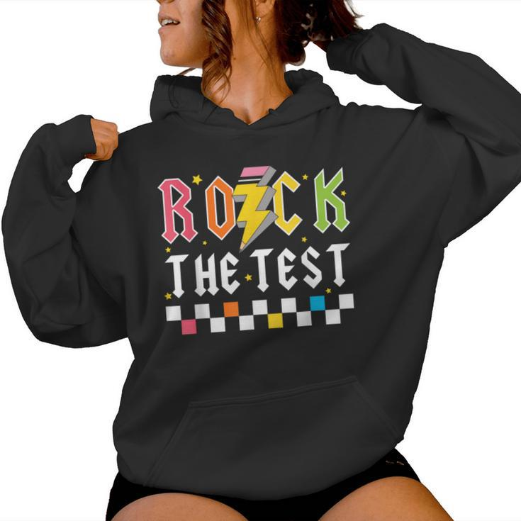Rock The Test Testing Day Retro Teacher Student Women Hoodie