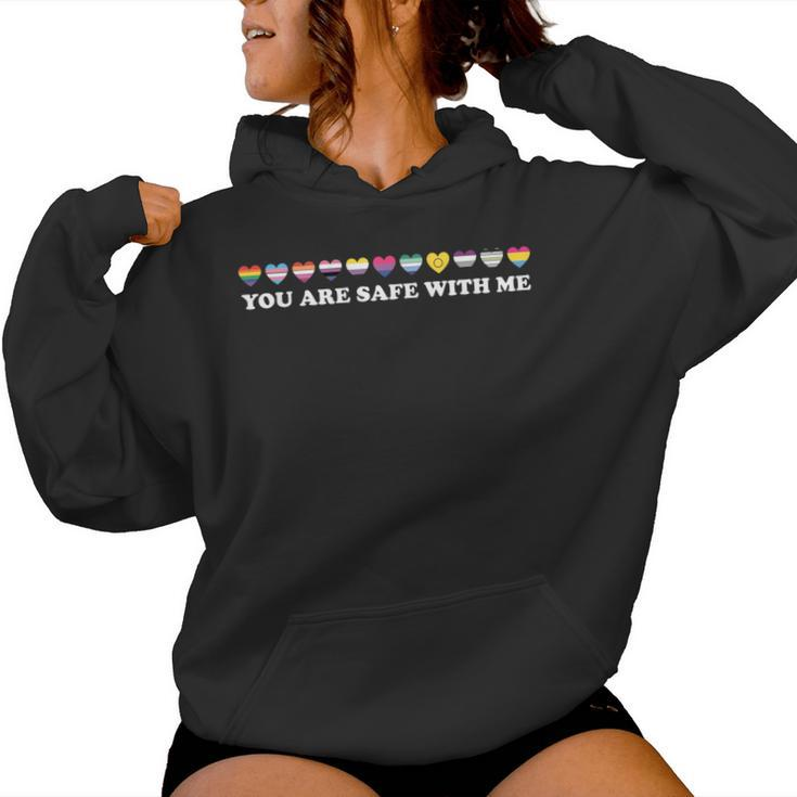 You Are Safe With Me Lgbt Support Rainbow Lgbtq Flags Ally Women Hoodie