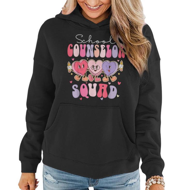 School Counselor Squad Retro Groovy Valentines Day Women Hoodie