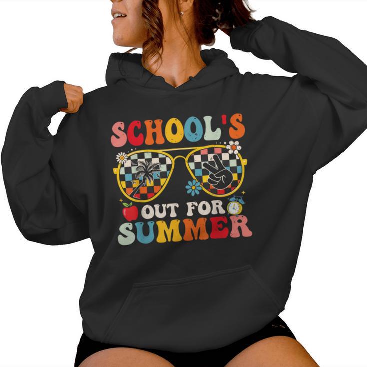 Schools Out For Summer Groovy Last Day Of School Teacher Women Hoodie