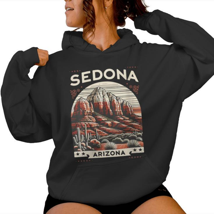 Sedona Az Hiking Outdoors Mountain Sedona Usa Retro Vintage Women Hoodie