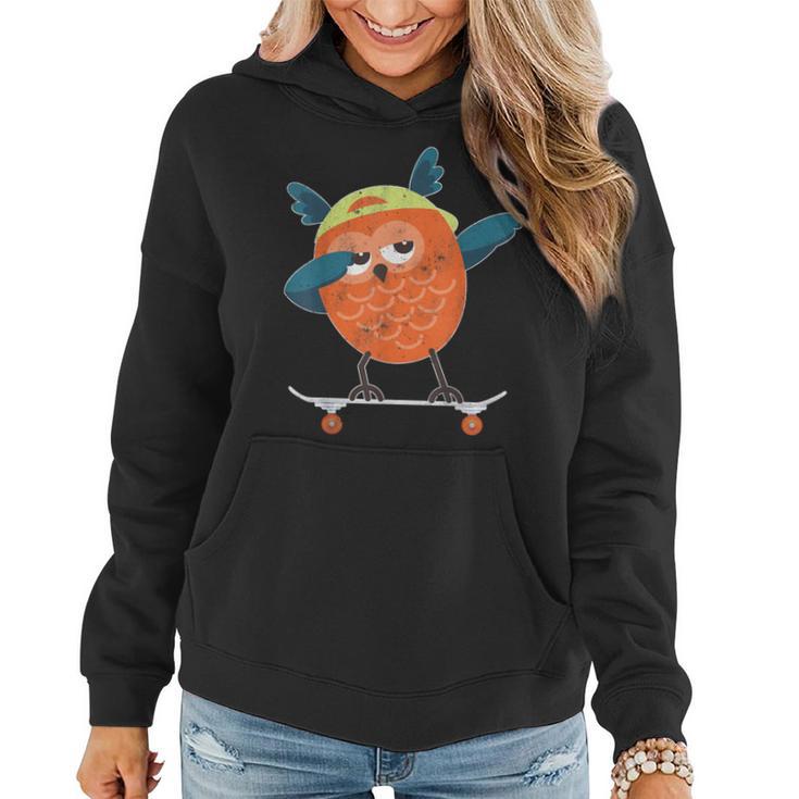 Skateboarding Hoot Owl On Skateboard For Skater Women Hoodie