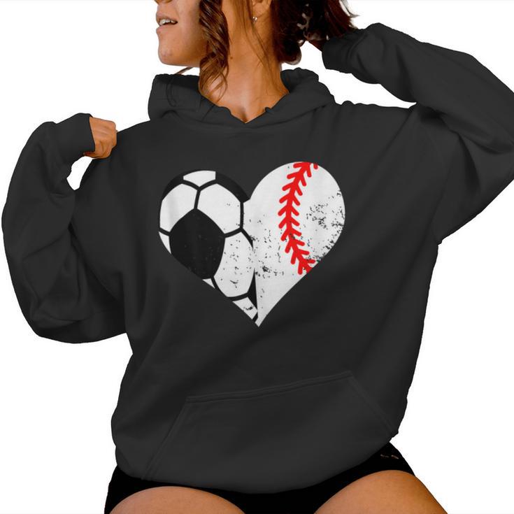 Soccer Baseball Heart Soccer Baseball Mom Women Hoodie