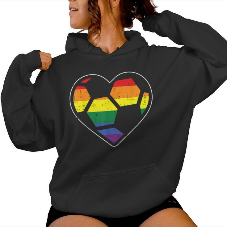 Soccer Heart Sport Lgbtq Rainbow Gay Pride Ally Women Women Hoodie