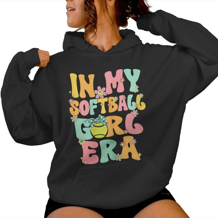 In My Softball Girl Era Retro Groovy Softball Girl Women Hoodie