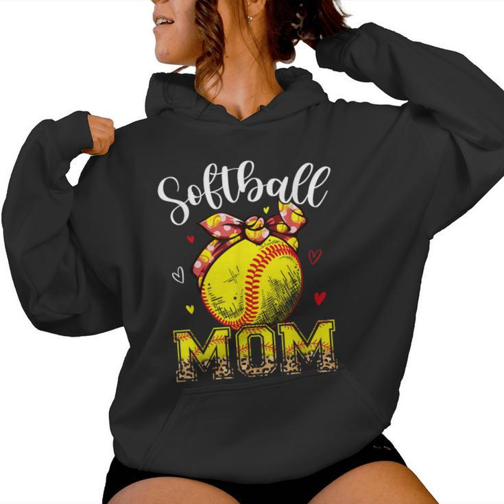 Softball Mom Headband Leopard Softball Ball Mama Women Hoodie