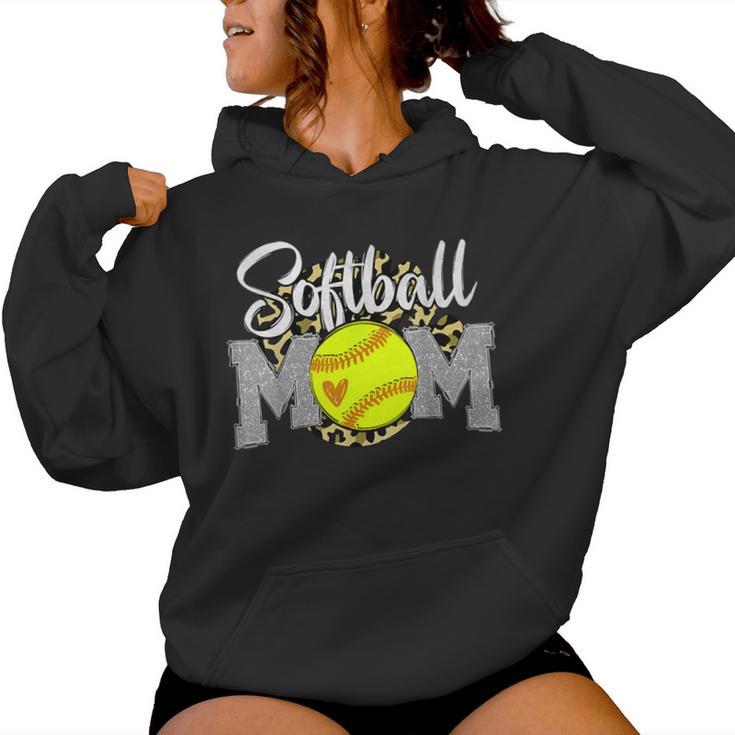 Softball Mom Leopard Softball Mom Mother's Day 2024 Women Hoodie