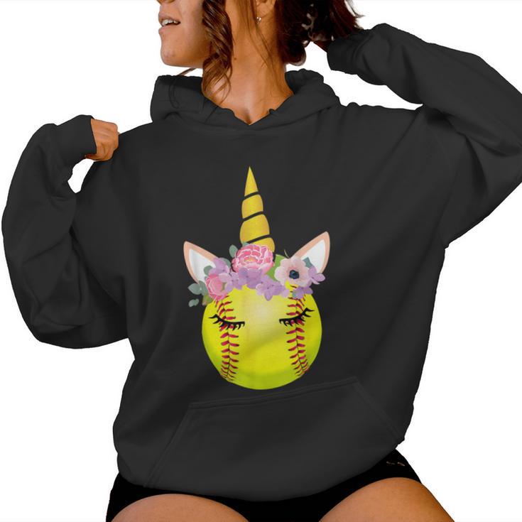 Softball Unicorn Unicorn Lover For Girls Women Hoodie