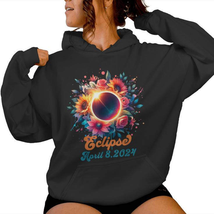 Solar Eclipse With Floral Flowers Women Hoodie