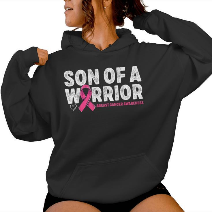 Son Of A Warrior Breast Cancer Awareness Pink Ribbon Mom Women Hoodie