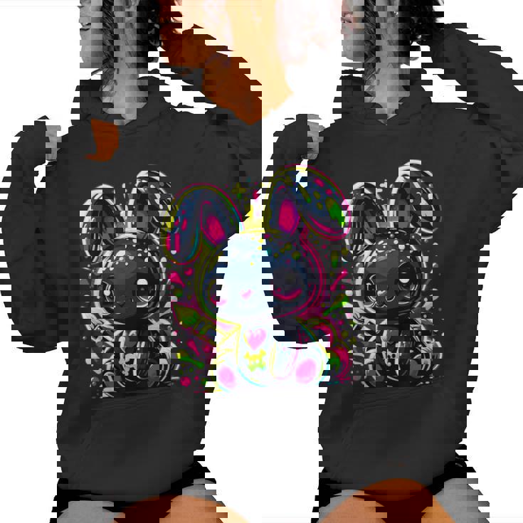 Splash Kawaii Conejito Gótico E-Girl Grunge Conejito Gótico Sudadera con capucha para mujer