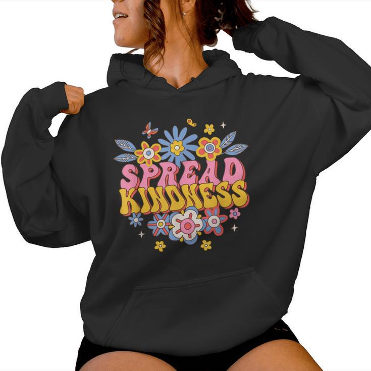 Spread Kindness Groovy Hippie Flowers Anti-Bullying Kind Women Hoodie