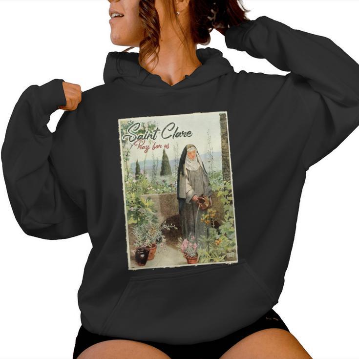 St Clare Of Assisi Italian Catholic Saint Light Women Hoodie