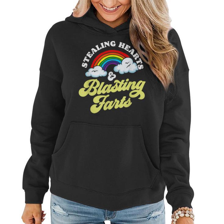 Stealing Hearts & Blasting Farts Rainbow Valentines Women Hoodie